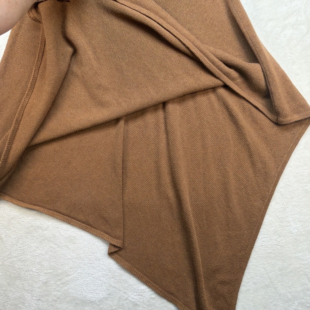 J Crew Cashmere Blend Poncho Womens Brown Knit Shawl Wrap One Size - Picture 7 of 9